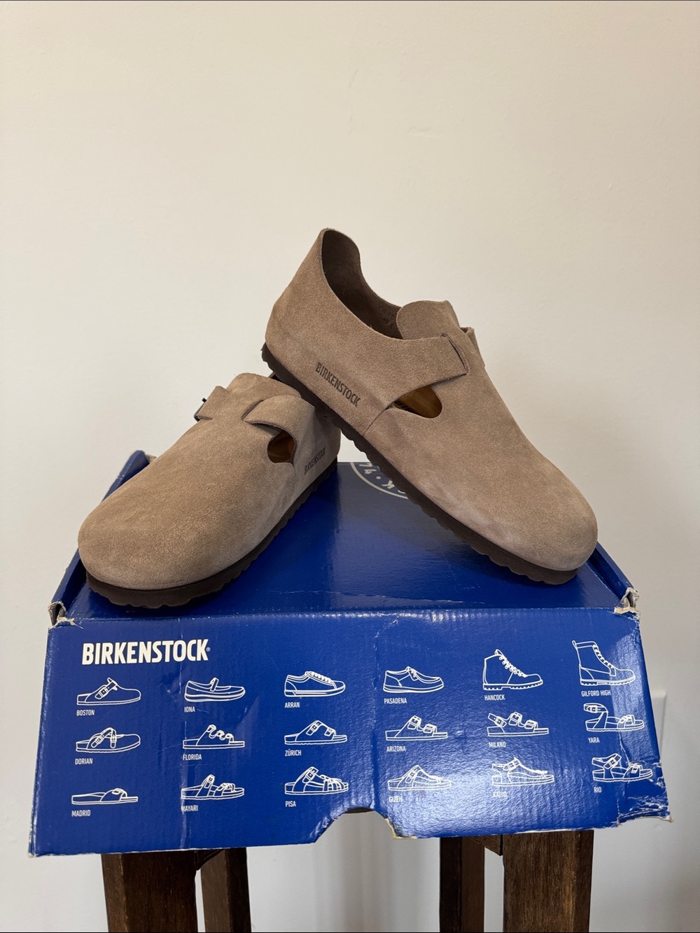 Birkenstock Women’s Boston Clog in Taupe Suede